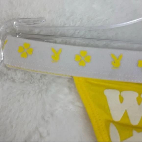 NWT Vintage Playboy "We Love Kissing It" Yellow Panties - Picture 3 of 6